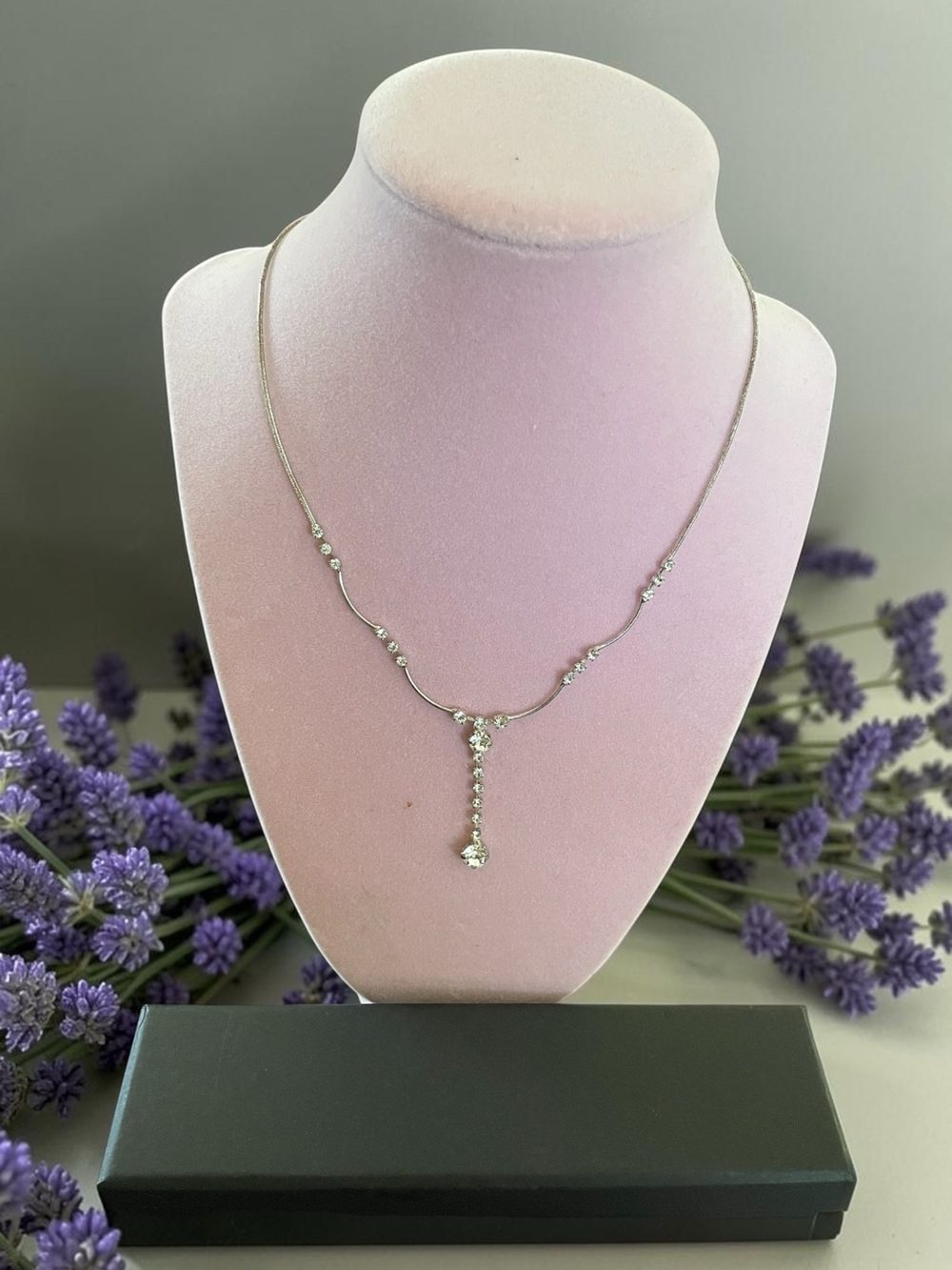 INC International Concepts Silver Crystal Drop Necklace